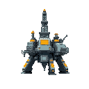 futuristic industrial machine like oil rig, front view