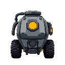 futuristic industrial machine like gas tank, front view