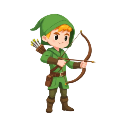 a cute pixel-art archer man, green outfit, not holding bow