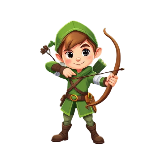 a cute archer man, green outfit
