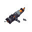 eine 2d pixel rakete welche kaputt auf dem boden liegt im sci fi look 
