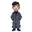police inspector, long coat, short black hair, small black beard, 