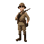 a french colonial soldier, enemy character, standing in vietnam during the 1920s, wearing a khaki or beige military uniform with belt and pith helmet, carrying a rifle on shoulder, boots and dark gloves, slight dust and sweat, realistic proportions, serio