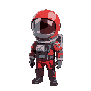 astronaut, soviet style uniform but with modern polish insignia such as flag or coat of arms. equipement from year 2025. helmet cover (visor) is down hiding face. visor is silver, helmet is red