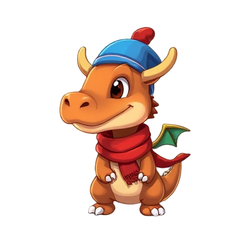 dragon with blue hat and red scarf