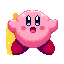 a bright, cheerful portrait of kirby, the round pink hero from dream land, floating joyfully in the sky with puffy white clouds and sparkling stars around him. his rosy cheeks, wide eyes, and adorable smile radiate happiness. the background glows with pas