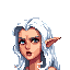 female elf with white hair looking confused