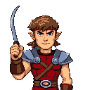  simon belmont, hero of castlevania, with his whip raised. he wears red armor and a headband, standing in front of dracula’s castle silhouette. 16-bit style, nes-inspired, vintage color palette, high contrast, detailed shading.