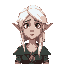 female elf with white hair looking confused