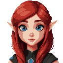 beautiful elf girl with red hair. close up of her face, gorgeous blue eyes