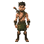 a cartoon male warrior character, height 171 cm, weight 70 kg, fit and athletic body. he is designed for a jungle adventure setting. his outfit is practical for a wild environment — made of leaves, le