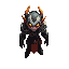 top-down 2d character concept art in the style of the video game hades by supergiant games, dynamic lighting, dramatic rim light, painterly textures, vivid colors, high contrast shadows, intricate armor details, glowing eyes, expressive pose, stylized pro