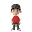 a cozy guy with a cap (red shirt, black cap) 