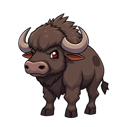 generate a buffalo mob in the art style of maplestory v83. 