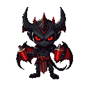 diablo negro con vendas rojas 