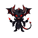 diablo negro con vendas rojas 