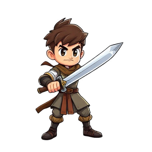 create a fighter with a sword in his hand