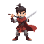 create a fighter with a sword in his hand