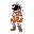 wearing a bright orange and white space suit with gray gloves and boots. the helmet has a dark visor with a white outline, evoking a retro sci-fi video game look on a.