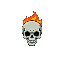 a skull on fire