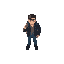 full body of a hero of a top down game, mid-age, have a jacket and flashlight