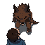 full body of a werewolf enemy facing down looking at its victim, werewolf is brown with red eyes, looks like a demon, have big teeth and big claws