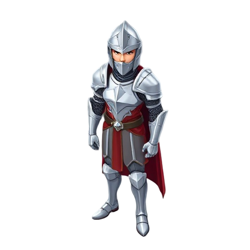 knight in shining silver armor, realistic human