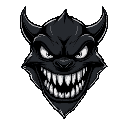 the monster face image with big teeths, black color, hight quality, cyberpunk