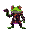 a cyberpunk frog warrior with neon and dark colors of clothes 