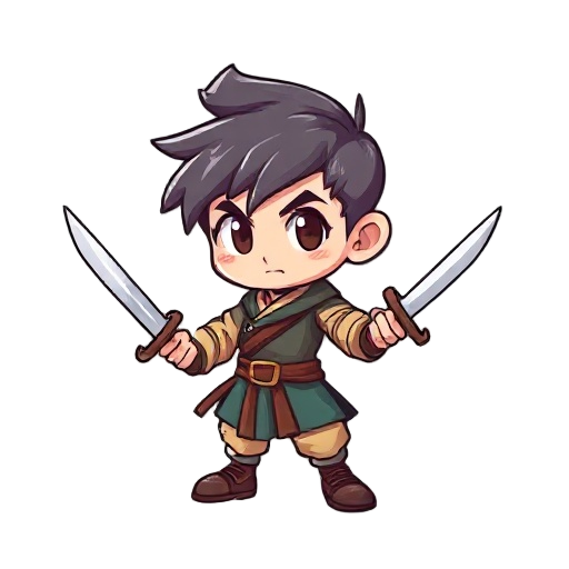 sprite little boy with double sword 