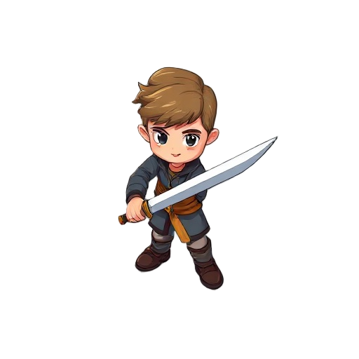 sprite little boy with double sword 