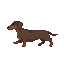 sprite sheet of a dachshund walking horizontally in pixel art format