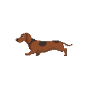 sprite sheet of a dachshund walking horizontally in pixel art format