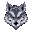 wolf face with red eyes, icon, small image