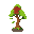 bonsai tree with a small house on top of it but in the bottom left corner of it, small image, icon size
