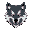 wolf face, red eyes red eyes with red eyes, icon, small image