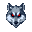 wolf face with red eyes, icon, small image