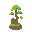 bonsai tree, small house on top of bonsai but in the bottom left corner of it, small image, icon size
