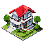 modern house 2 floors with red roof 