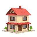 modern house 2 floors with red roof 