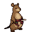 a 2d digital illustration of an anthropomorphic capybara warrior in the art style of silksong / hollow knight, with soft shading, painterly textures, and a hand-drawn look. the capybara stands in an idle pose, breathing slightly, holding a needle-like wea