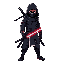 a modern cyberpunk ninja with modern neon laser katana