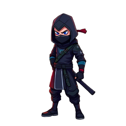 a modern cyberpunk ninja with modern neon laser katana