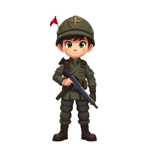 ghibli style young soldier for my mobile game