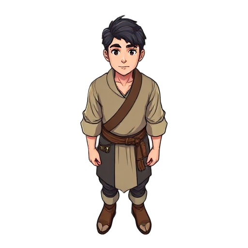 male human from middle ages, simple clothing. light skin, dark hair. 