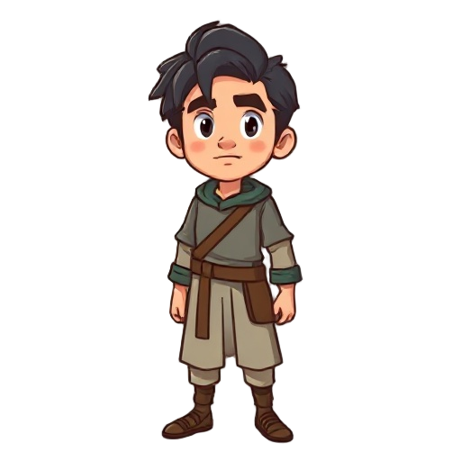 male human, from middle ages, basic clothing. light skin, dark hair