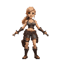 female adventurer muscles clear face full body