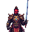 "epic anime style illustration of quang trung, heroic vietnamese emperor and warrior. a tall, strong man with a red face, sharp determined eyes, wearing traditional vietnamese imperial armor mixed with ornate battle attire. he stands firmly on the battlef
