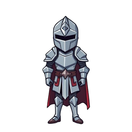 knight in pixel anime style