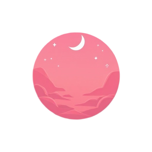 pink noon sky with stars and half moon